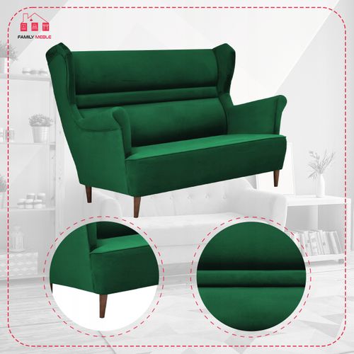 Zoja — Canapé Scandinave à Oreilles, Non Convertible, Vert Bouteille