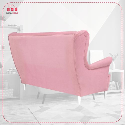 Canapé Scandinave à Oreilles Zoja, Non Convertible, Rose Poudré