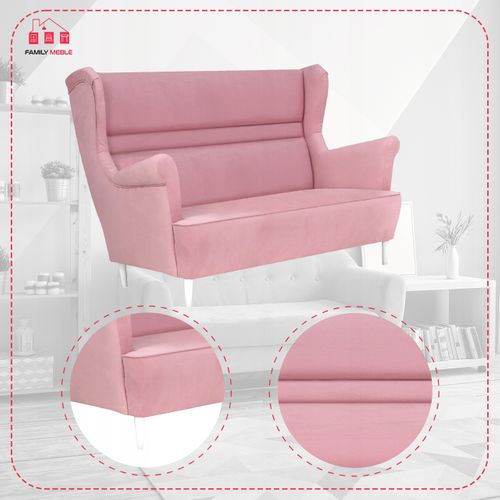 Canapé Scandinave à Oreilles Zoja, Non Convertible, Rose Poudré