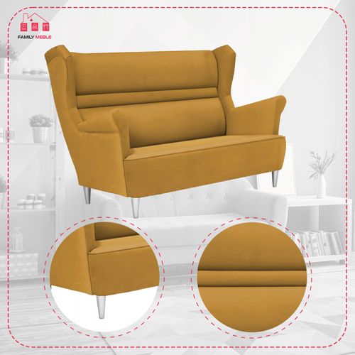 Canapé / Sofa à Oreilles Zoja — Style Scandinave, Non Convertible, Jaune Doré