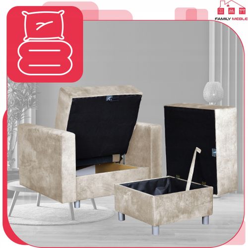 Grand Pouf‑siège Alicja — Coffre De Rangement, Ressorts Bonell, Beige