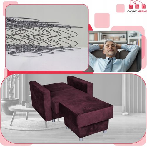 Grand Pouf-coffre De Rangement Alicja, Ressorts Bonnell, Violet