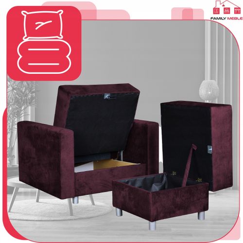 Grand Pouf-coffre De Rangement Alicja, Ressorts Bonnell, Violet