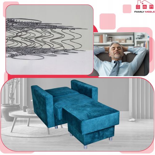 Grand Pouf Siège Alicja De — Coffre De Rangement, Ressorts Bonell, Turquoise