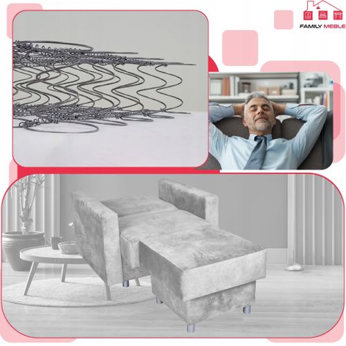 Grand Pouf D'assise Alicja Doté D'un Coffre De Rangement Et De Ressorts Bonell — Gris