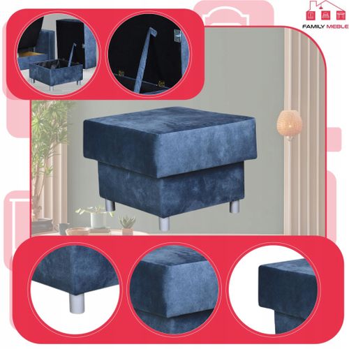 Alicja — Grand Pouf‑siège Avec Coffre De Rangement Et Ressorts Bonnell, Bleu