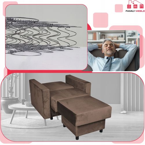 Grand Pouf/siège Alicja Avec Coffre De Rangement Et Ressorts Bonell, Marron