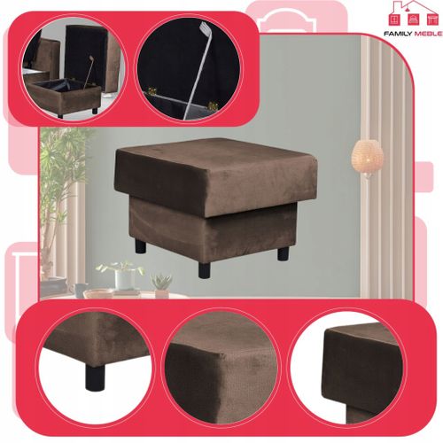 Grand Pouf/siège Alicja Avec Coffre De Rangement Et Ressorts Bonell, Marron