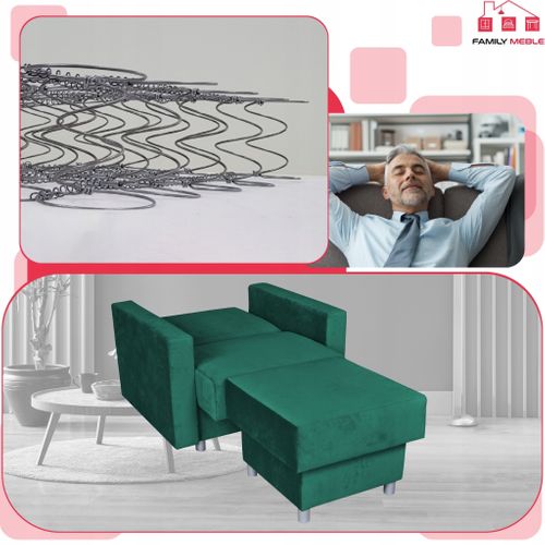 Alicja - Grand Pouf Ottoman Avec Coffre De Rangement, Ressorts Bonnell, Vert