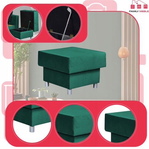 Alicja - Grand Pouf Ottoman Avec Coffre De Rangement, Ressorts Bonnell, Vert