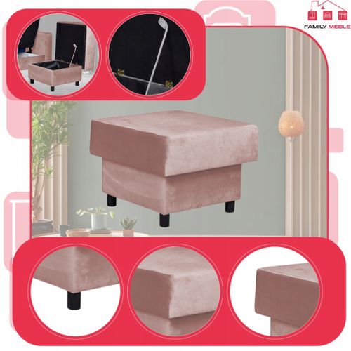 Alicja - Grand Pouf Ottoman Avec Coffre De Rangement Et Ressorts Bonnell, Lilas