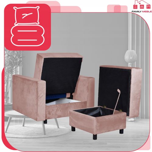 Alicja - Grand Pouf Ottoman Avec Coffre De Rangement Et Ressorts Bonnell, Lilas