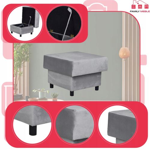 Grand Pouf‑siège Alicja - Coffre De Rangement, Ressorts Bonell, Gris
