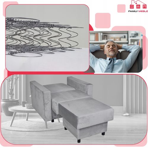 Grand Pouf‑siège Alicja - Coffre De Rangement, Ressorts Bonell, Gris