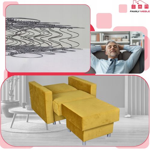 Grand Pouf‑siège Alicja Avec Coffre De Rangement Et Ressorts Bonell — Jaune