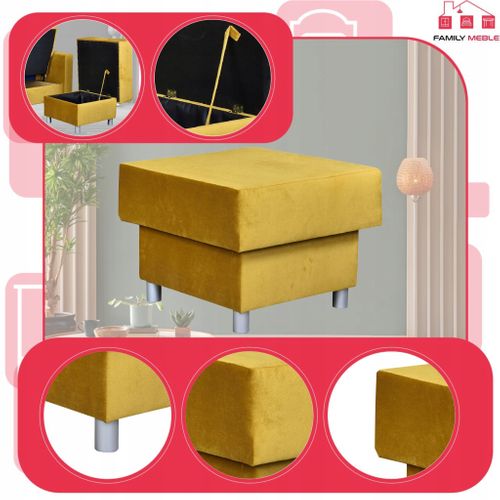 Grand Pouf‑siège Alicja Avec Coffre De Rangement Et Ressorts Bonell — Jaune