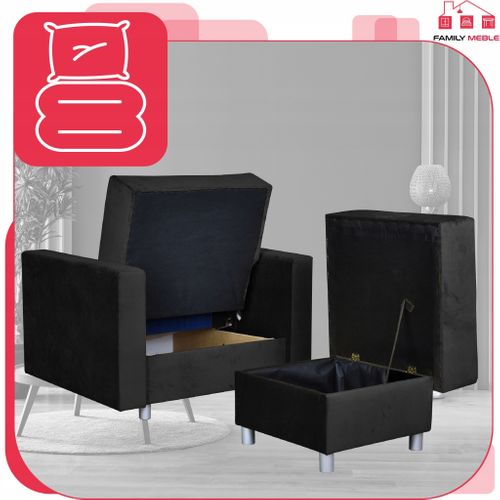 Grand Pouf‑siège Alicja Avec Coffre De Rangement Et Ressorts Bonnell, Vert