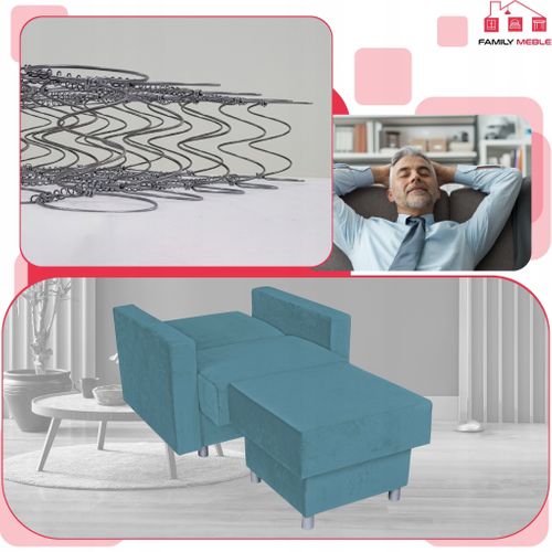 Alicja — Grand Pouf‑siège Avec Coffre De Rangement Et Ressorts Bonnell, Turquoise