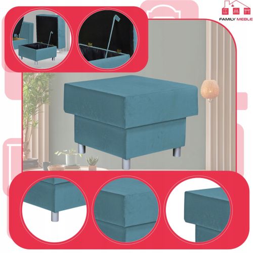 Alicja — Grand Pouf‑siège Avec Coffre De Rangement Et Ressorts Bonnell, Turquoise