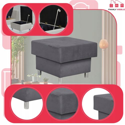 Grand Pouf‑siège Alicja Doté D'un Coffre De Rangement Et De Ressorts Bonell — Gris