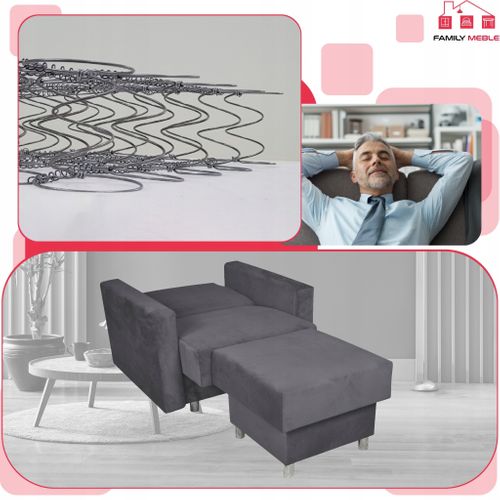 Grand Pouf‑siège Alicja Doté D'un Coffre De Rangement Et De Ressorts Bonell — Gris