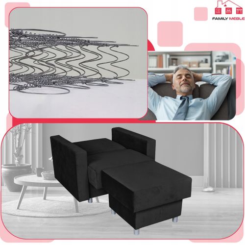 Grand Pouf Alicja — Siège Avec Coffre De Rangement Et Ressorts Bonell, Noir