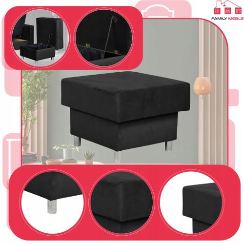 Grand Pouf Alicja — Siège Avec Coffre De Rangement Et Ressorts Bonell, Noir