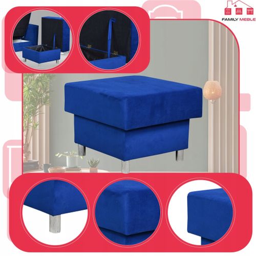 Alicja — Grand Pouf‑siège Avec Coffre De Rangement Et Ressorts Bonell, Bleu