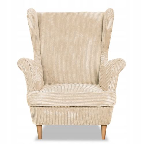 Fauteuil à Oreilles Bonito De Style Scandinave — Velours Côtelé Beige Clair, Doux Et Confortable