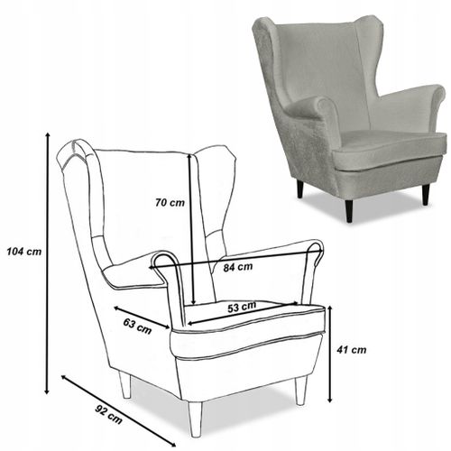 Fauteuil à Oreilles Bella, Style Scandinave, Velours Gris Clair, Idée Cadeau