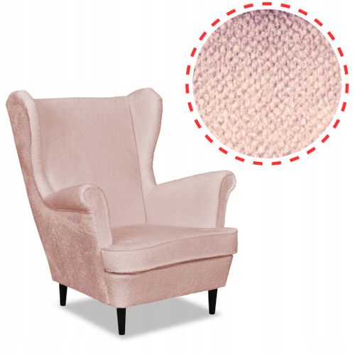 Fauteuil à Oreilles Scandinave Bella, Rose Pâle / Rose Poudré, Pro