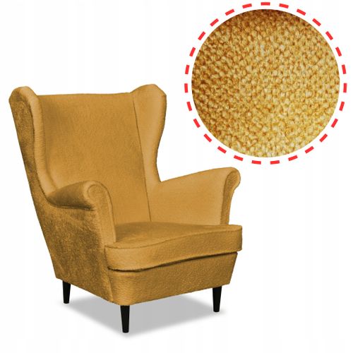Fauteuil à Oreilles Bella, Style Scandinave — Doré, Jaune Moutarde, Jaune Foncé