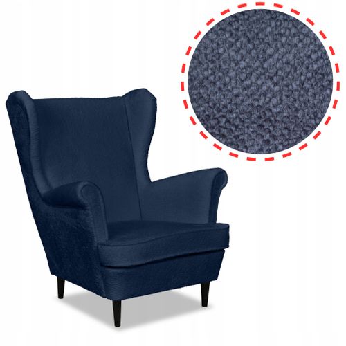 Fauteuil à Oreilles Bella, Style Scandinave, Bleu Marine Foncé