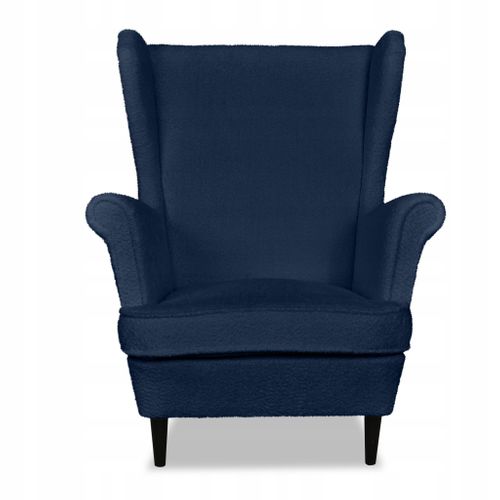 Fauteuil à Oreilles Bella, Style Scandinave, Bleu Marine Foncé