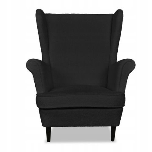 Fauteuil à Oreilles Scandinave Bella De En Velours Noir — Confortable Et Doux