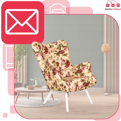 Fauteuil Scandinave Luna Print — à Oreilles, Style Coquillage, , Imprimé De Roses Anglaises