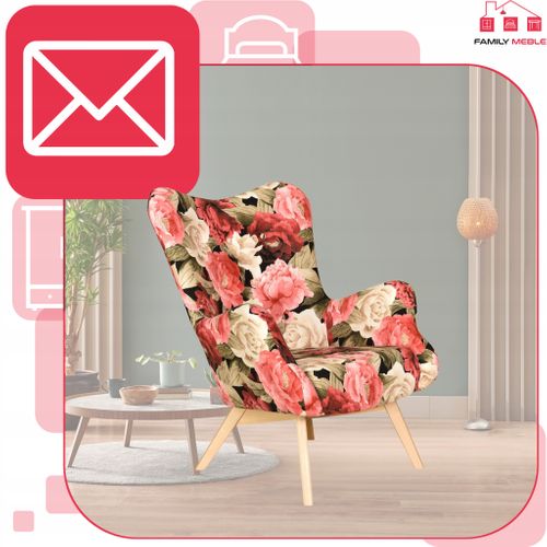 Fauteuil Scandinave Luna Print — à Oreilles, Style Coquillage, Motif Floral