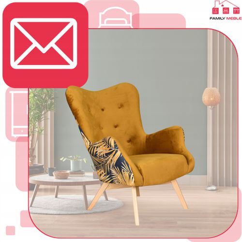 Fauteuil Scandinave à Oreilles Luna Print Duo — Jaune Doré, Confortable