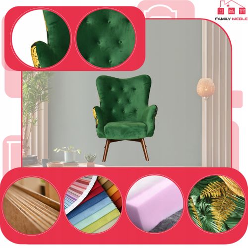 Fauteuil à Oreilles Scandinave Luna Print Duo Pour Bibliothèque Et Salle De Lecture