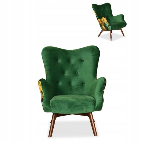 Fauteuil à Oreilles Scandinave Luna Print Duo Pour Bibliothèque Et Salle De Lecture
