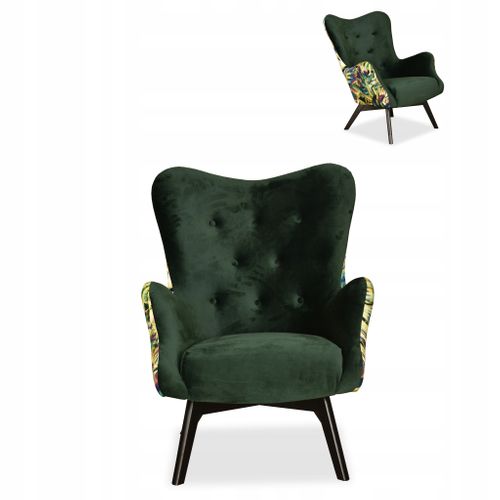 Fauteuil Scandinave à Oreilles Luna Print Duo Motif Tropical à Feuilles De Monstera