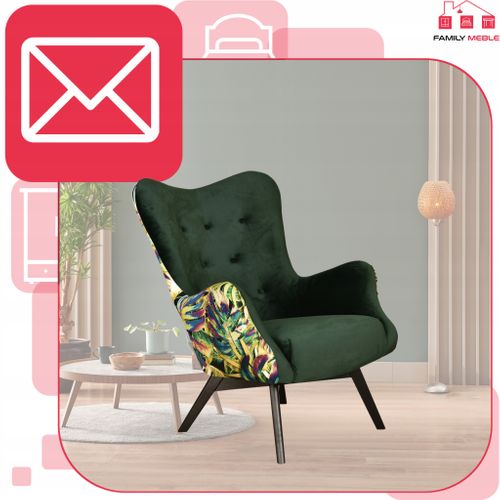 Fauteuil Scandinave à Oreilles Luna Print Duo Motif Tropical à Feuilles De Monstera