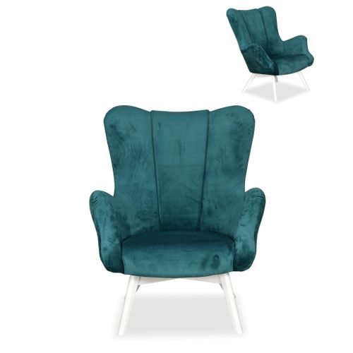 Fauteuil Scandinave à Oreilles Vika, Au Style Coquille Profilé, Bleu Turquoise