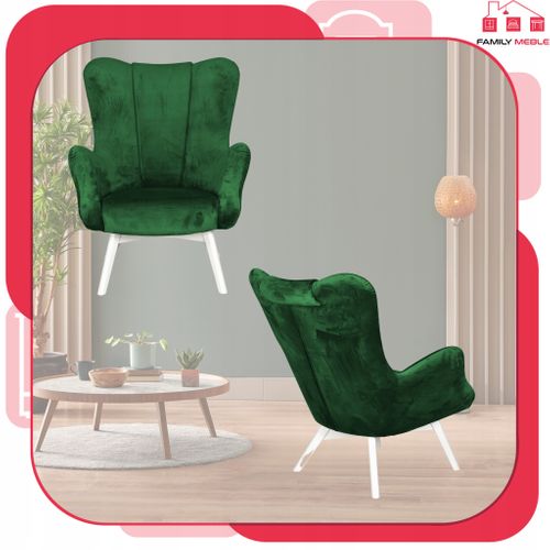 Fauteuil Scandinave à Oreilles Vika — Style Coquillage, Profilé, Vert