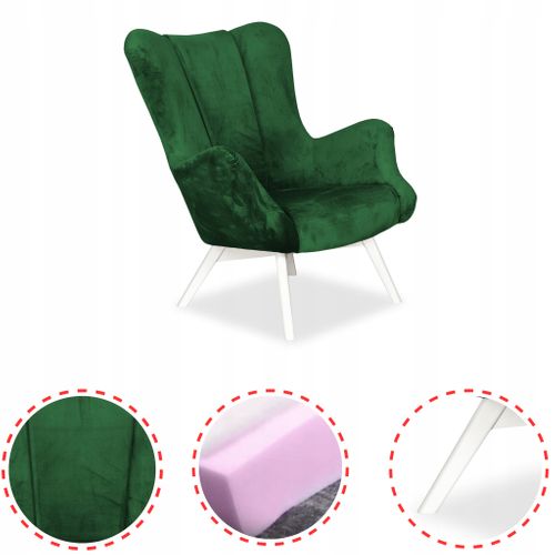 Fauteuil Scandinave à Oreilles Vika — Style Coquillage, Profilé, Vert