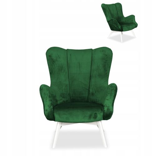 Fauteuil Scandinave à Oreilles Vika — Style Coquillage, Profilé, Vert