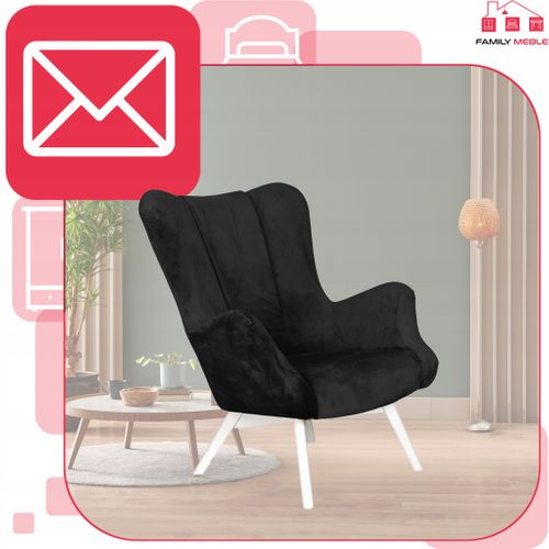 Fauteuil Scandinave à Oreilles Vika, Dossier Profilé En Coquille, Velours Noir