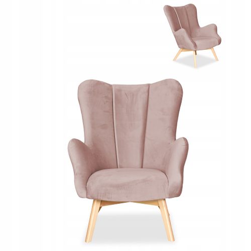 Fauteuil Scandinave à Oreilles Vika — Coque Profilée En Forme De Coquille, Rose Lilas