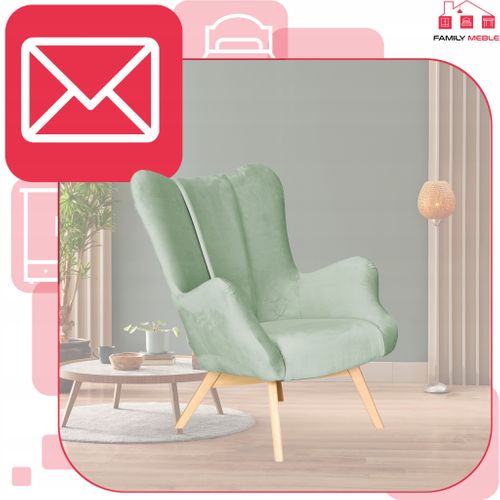 Fauteuil Scandinave à Oreilles Vika, Profilé — Vert Menthe-pistache