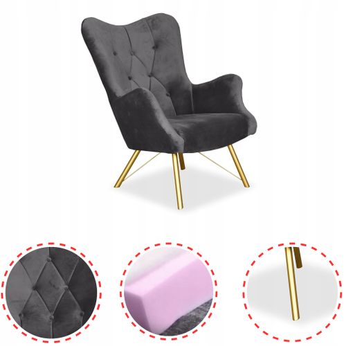 Fauteuil Scandinave Luna à Oreilles, Capitonné à Motif Coquille - Brun Foncé